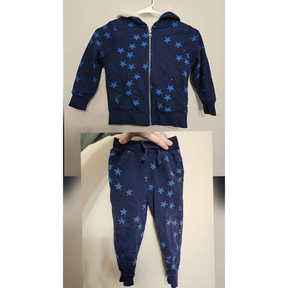 Hanna Andersson Stars Sweat Suit Set Size 110 4 Sweatshirt Hoodie Shealing Pants - Picture 1 of 10